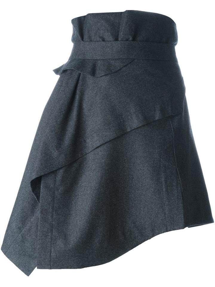 Carven Asymmetric High-waisted Skirt, Women's, Size: 36, Grey, Acetate/viscose/wool