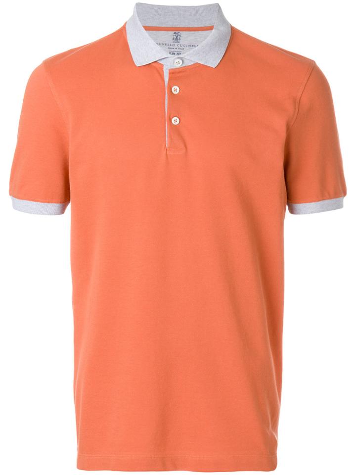 Brunello Cucinelli Contrast Trim Polo Shirt - Yellow & Orange