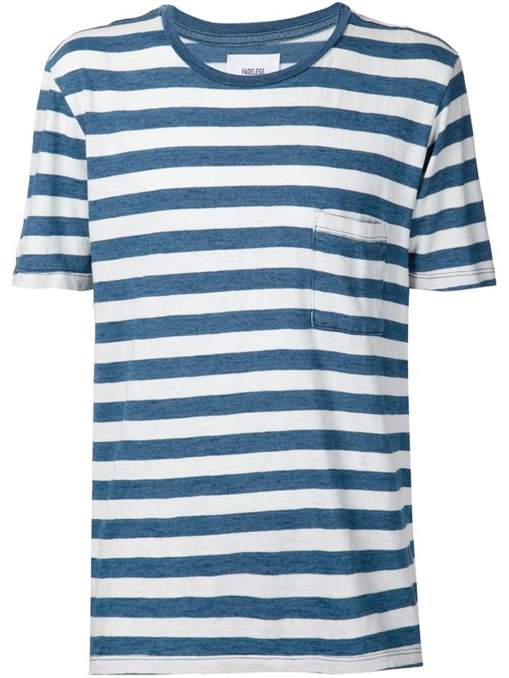 Fadeless Striped T-shirt, Men's, Size: L, Blue, Cotton