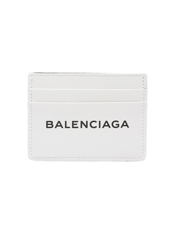 Balenciaga White Leather Logo Cardholder
