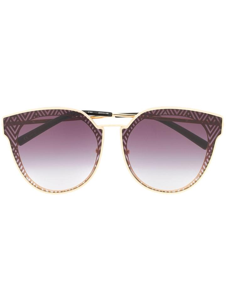 Linda Farrow Patterned Gradient Cat Eye Sunglasses - Gold