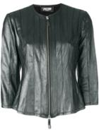 Desa 1972 - Collarless Leather Jacket - Women - Cotton/leather - 44, Women's, Grey, Cotton/leather