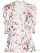 Attico Floral-print Belted Stretch-cotton Dress - Pink