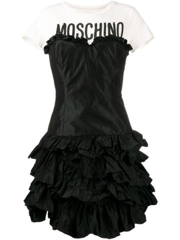 Moschino Ruffled Tiered T-shirt Dress, Women's, Size: 40, Black, Silk/cotton/polyamide/rayon