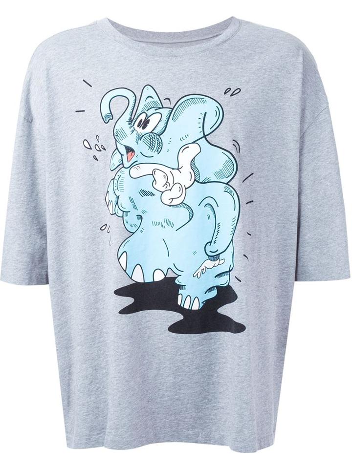 Henrik Vibskov Elephant Print T-shirt, Men's, Grey, Cotton
