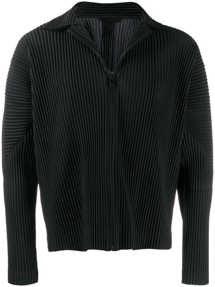 Issey Miyake Ribbed Zipped Bomber Jacket - Black