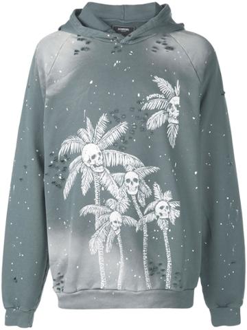 Dom Rebel Skull Palm Hoodie - Grey