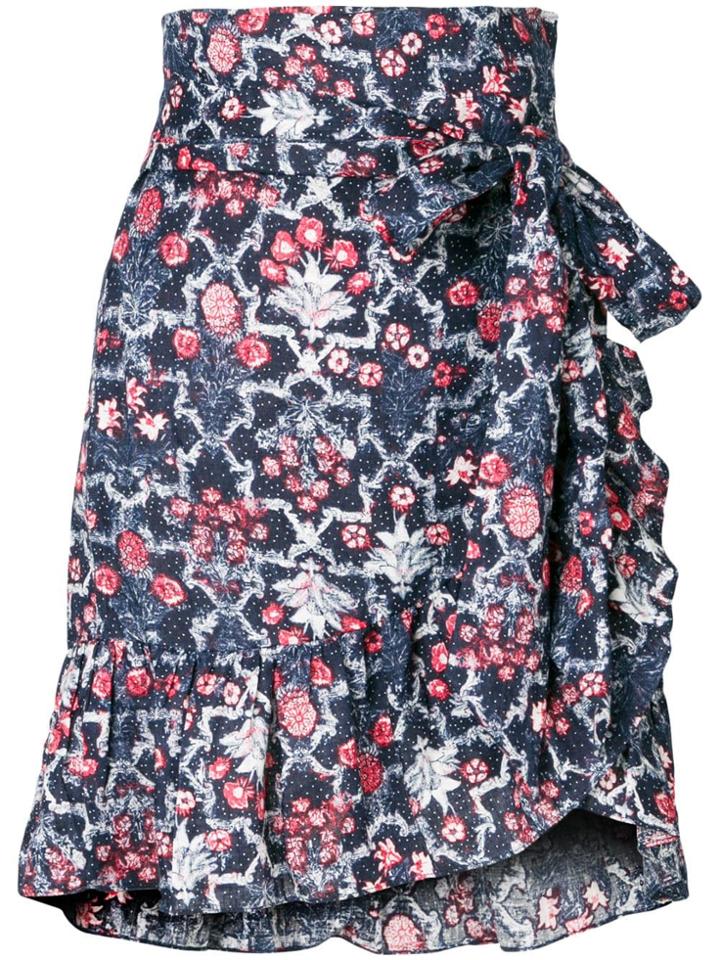 Isabel Marant Étoile Floral Frill Trim Wrap Skirt - Blue