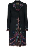 Roberto Cavalli Embroidered Coat - Black