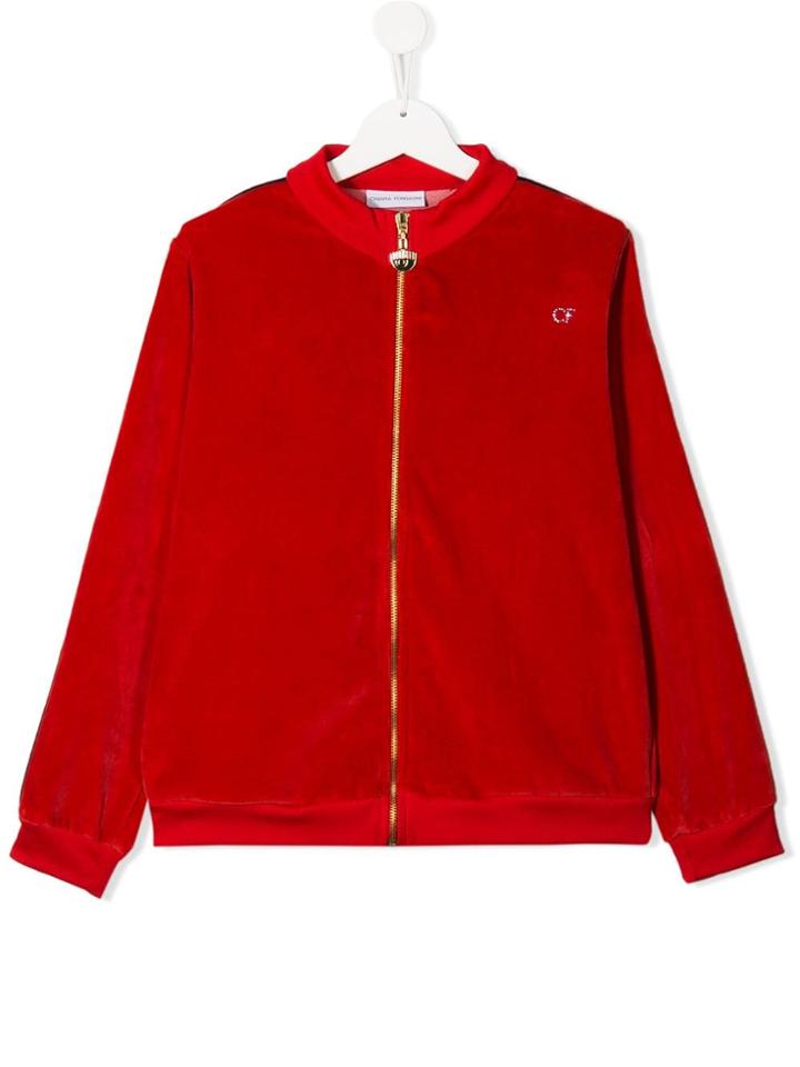Chiara Ferragni Kids Embellished Logo Bomber Jacket - Red