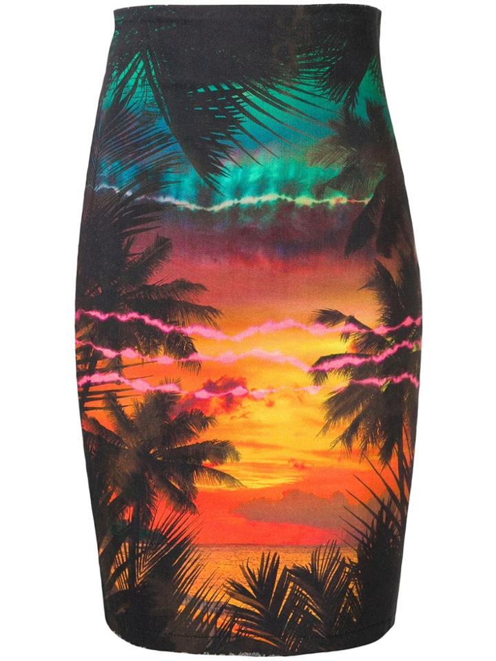 Balmain Printed Denim Skirt - Black