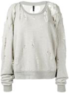 Unravel Project - Distressed Sweatshirt - Women - Cotton - Xs, Women's, Grey, Cotton