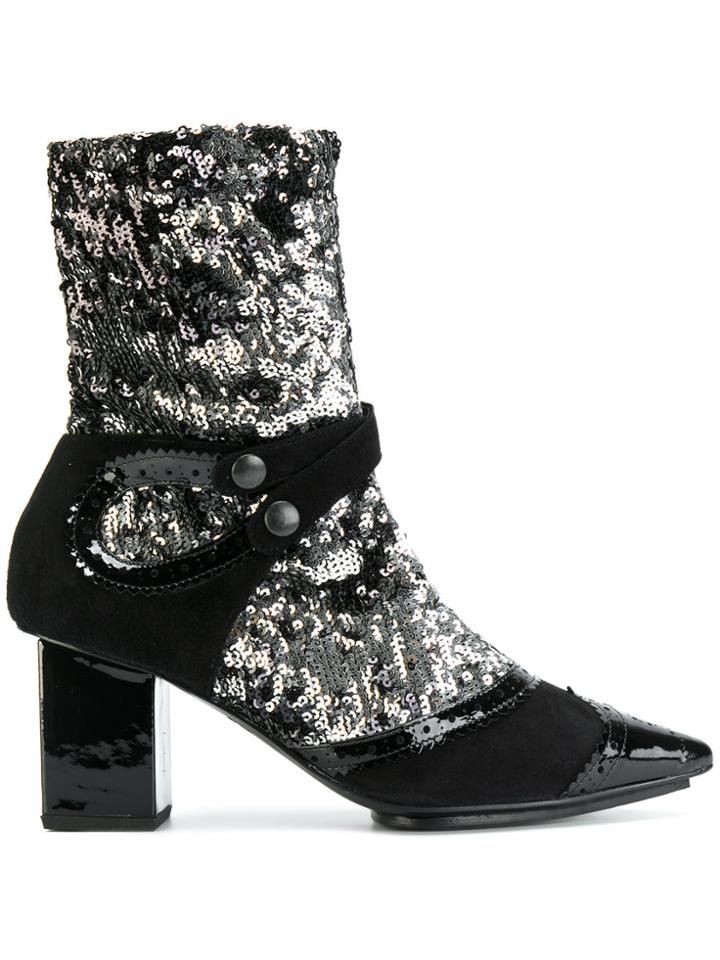 Rue St Sequin Embellished Boots - Black