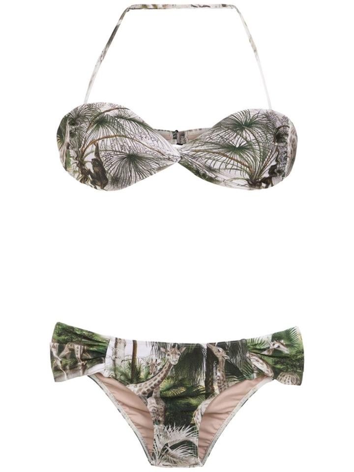 Adriana Degreas Safari Off The Shoulder Bikini Set - Green