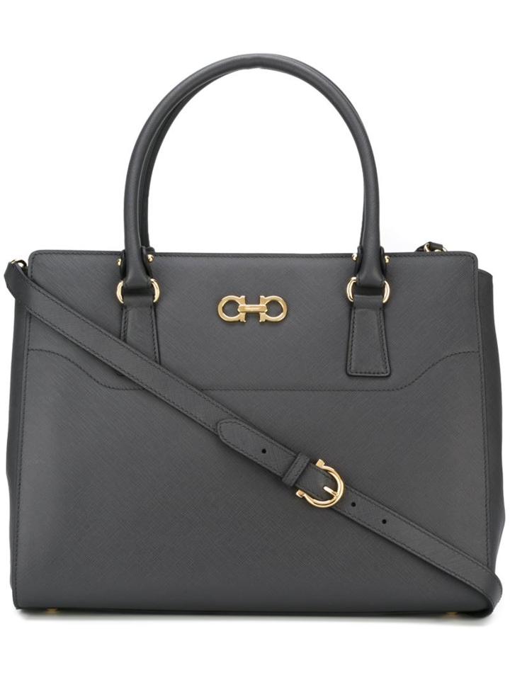 Salvatore Ferragamo Double Gancio Tote, Women's, Grey