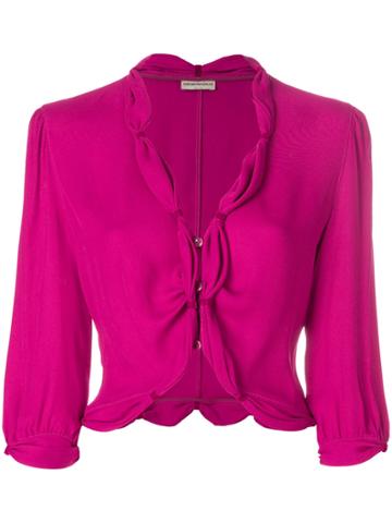 Emporio Armani Vintage Cropped Gathered Blouse - Pink & Purple