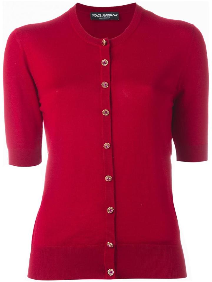 Dolce & Gabbana Fitted Cardigan, Women's, Size: 40, Red, Cashmere/silk