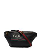 Gucci Black Logo Print Leather Cross Body Bag