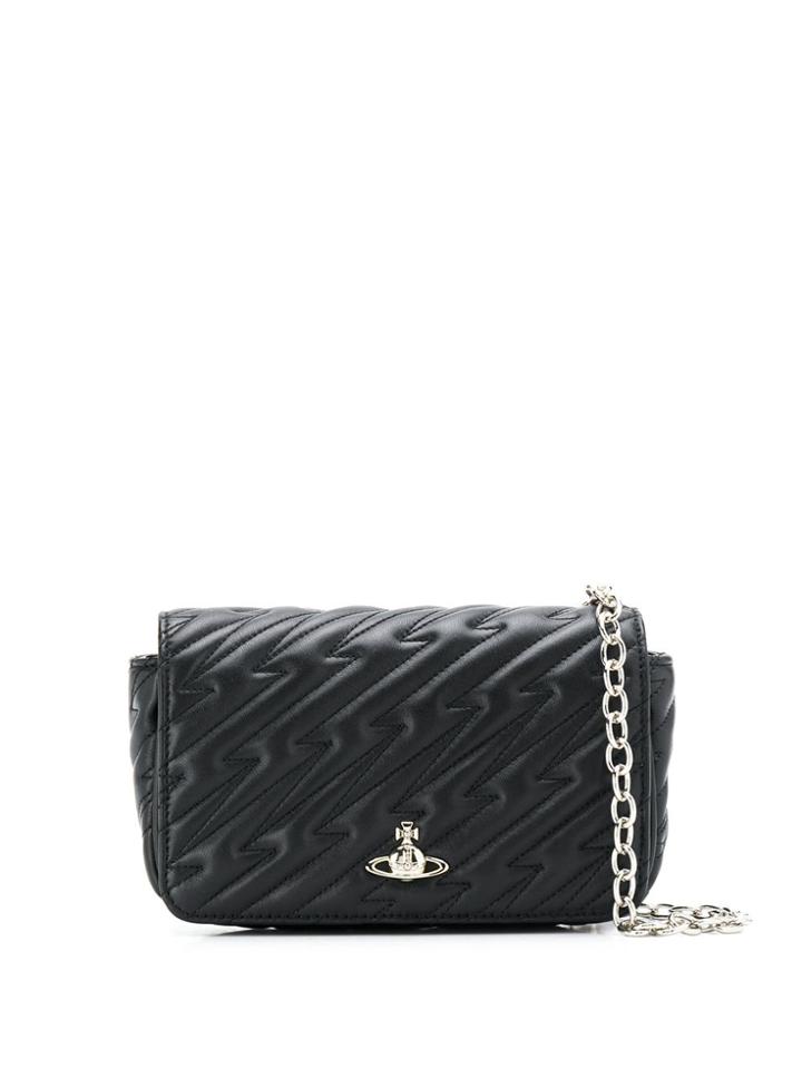 Vivienne Westwood Quilted-effect Logo Cross Body Bag - Black