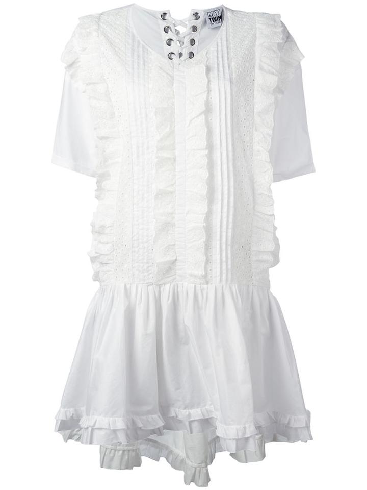 Twin-set Ruffled Dress, Women's, Size: Small, White, Cotton