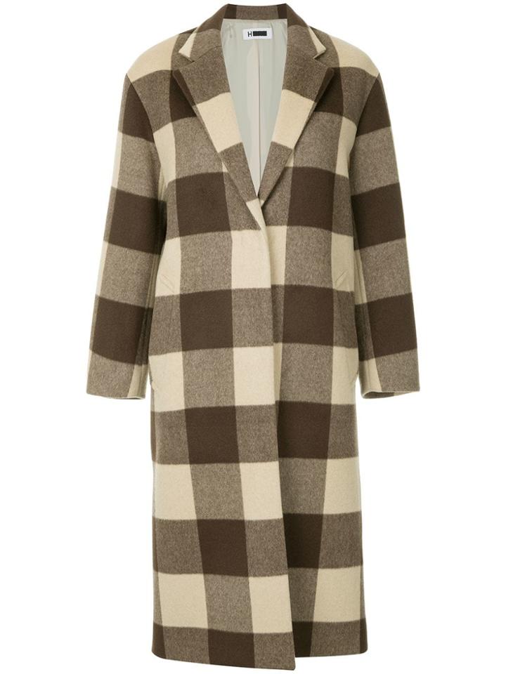 H Beauty & Youth Checked Single-breasted Coat - Brown