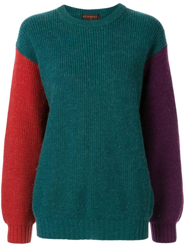 Yves Saint Laurent Pre-owned Colour-block Jumper - Green