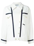 Chanel Vintage Contrast Trim Jacket, Women's, Size: 46, White