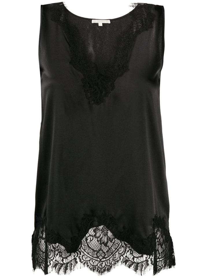 Gold Hawk Lace-trimmed Top - Black