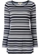 Michael Michael Kors Striped Blouse, Women's, Size: Large, Blue, Polyester/spandex/elastane