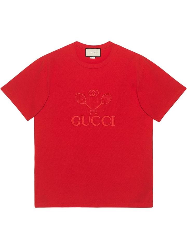 Gucci Oversize T-shirt With Gucci Tennis - Red