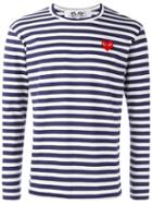 Comme Des Garçons Play Striped Longsleeved T-shirt, Men's, Size: Large, Blue, Cotton