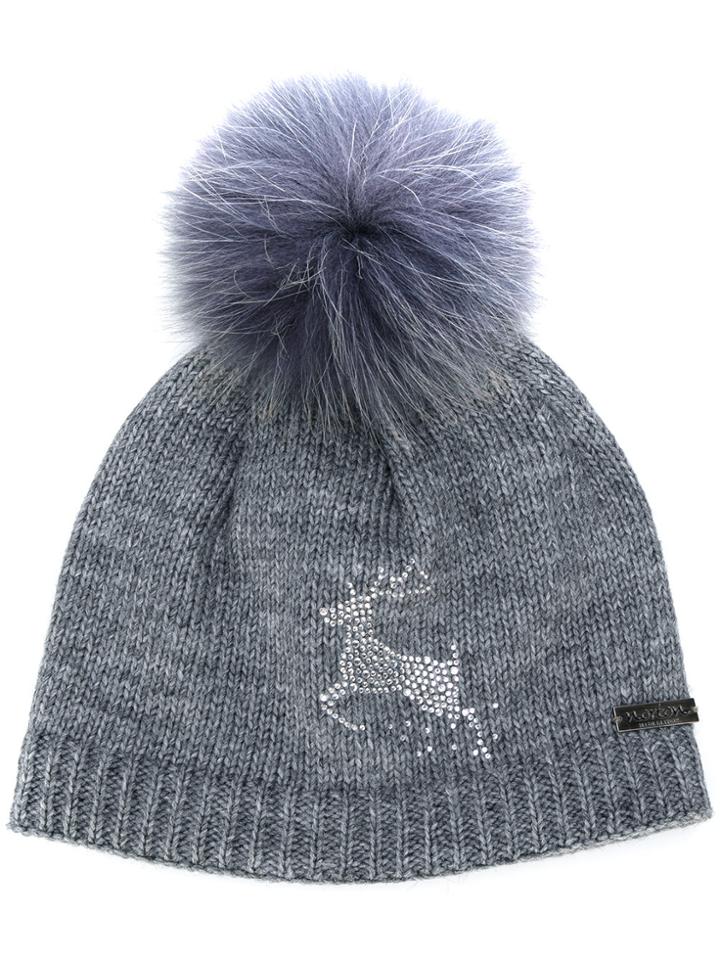 Norton Pom Pom Reindeer Hat - Grey