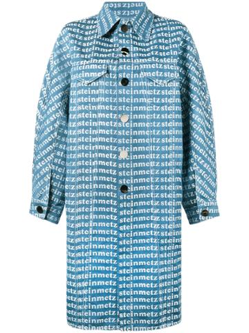Faustine Steinmetz Logo Printed Denim Overcoat - Blue