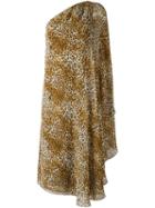 Saint Laurent Leopard Print Draped Dress