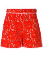 Msgm - Lace Shorts - Women - Cotton/polyamide/polyester/viscose - 38, Red, Cotton/polyamide/polyester/viscose