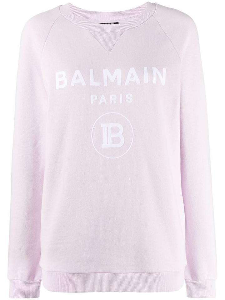 Balmain Logo Print Sweatshirt - Purple