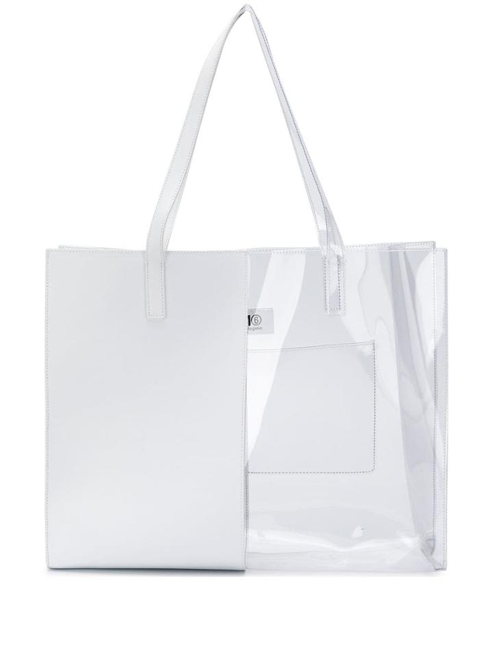 Mm6 Maison Margiela Half-and-half Tote Bag - White
