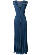 Missoni Knitted Plisse Evening Dress - Blue