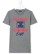 Diesel Kids Teen Brave Print T-shirt - Grey