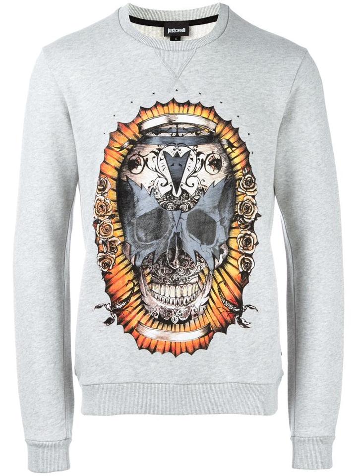Just Cavalli Skull Print Sweatshirt, Men's, Size: Small, Grey, Cotton