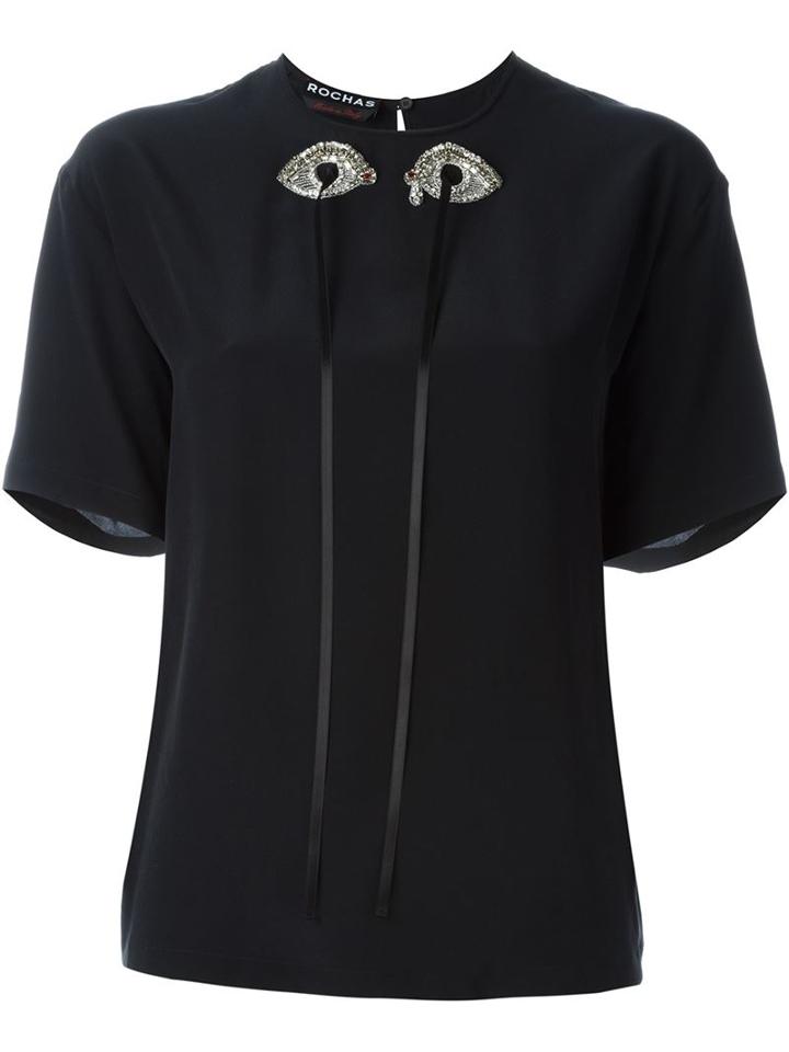 Rochas Embellished Eye Appliqué Top