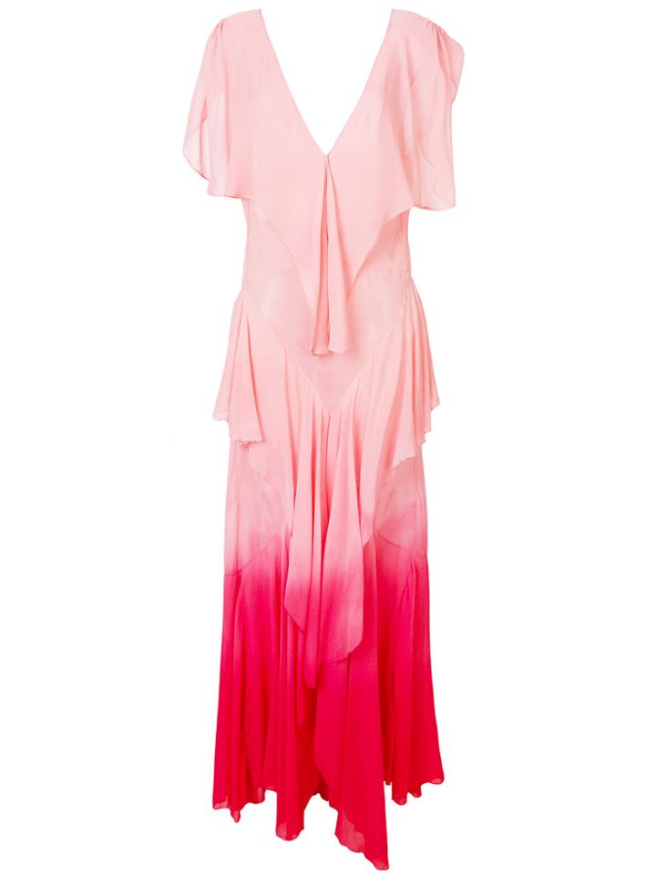 Attico Ruffle Tiered Maxi Dress - Pink & Purple