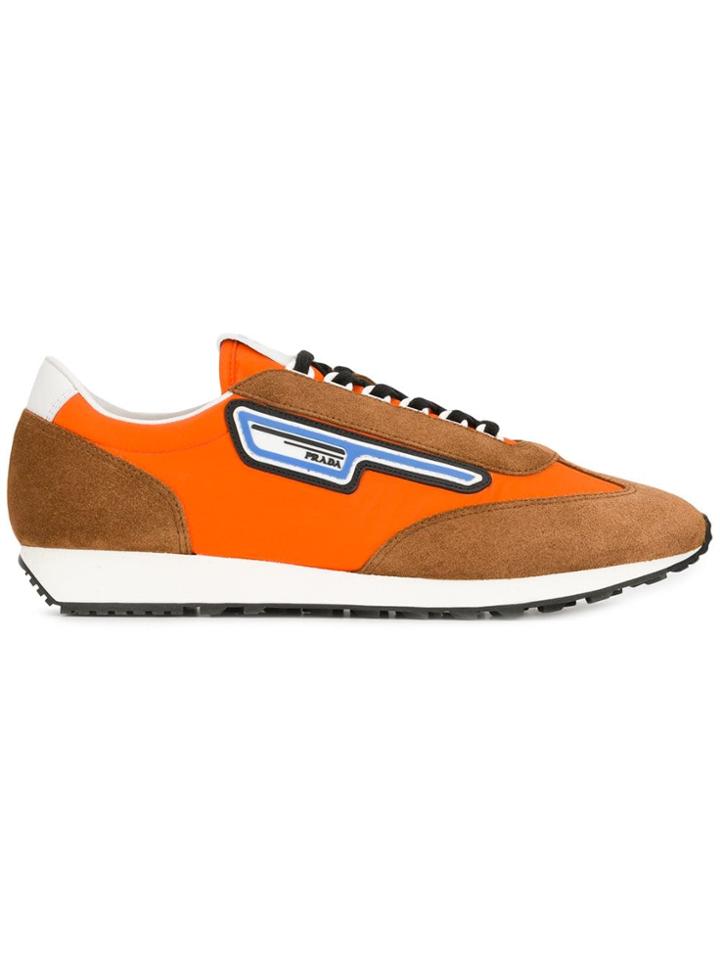 Prada Panelled Sneakers - Brown