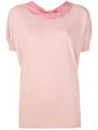Agnona - Crew Neck Knit T-shirt - Women - Cotton - 44, Pink/purple, Cotton