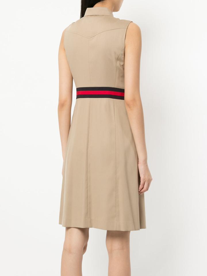 Loveless Banded Sleeveless Shirt Dress - Brown