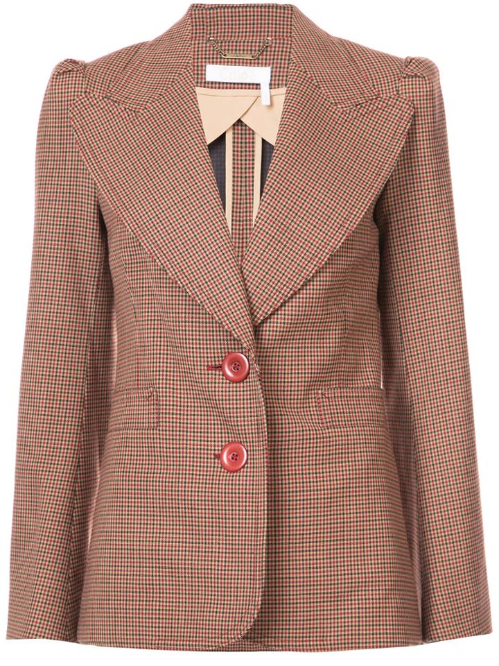Chloé Micro Checked Blazer - Brown