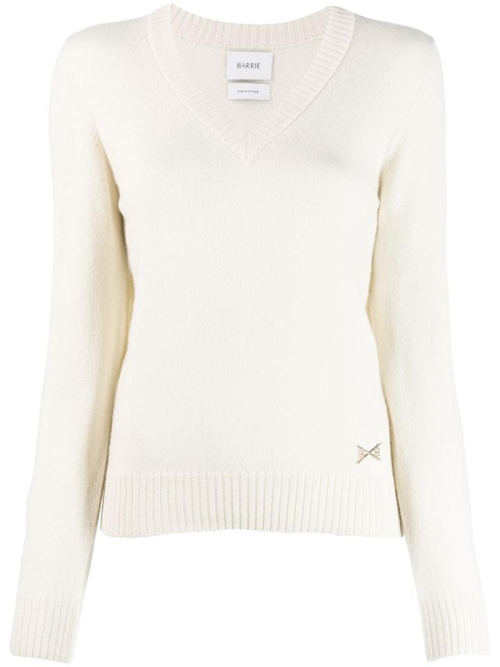 Barrie V-neck Cashmere Jumper - White