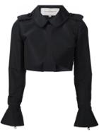 Carolina Herrera Bell Sleeves Cropped Jacket, Women's, Size: 8, Black, Silk