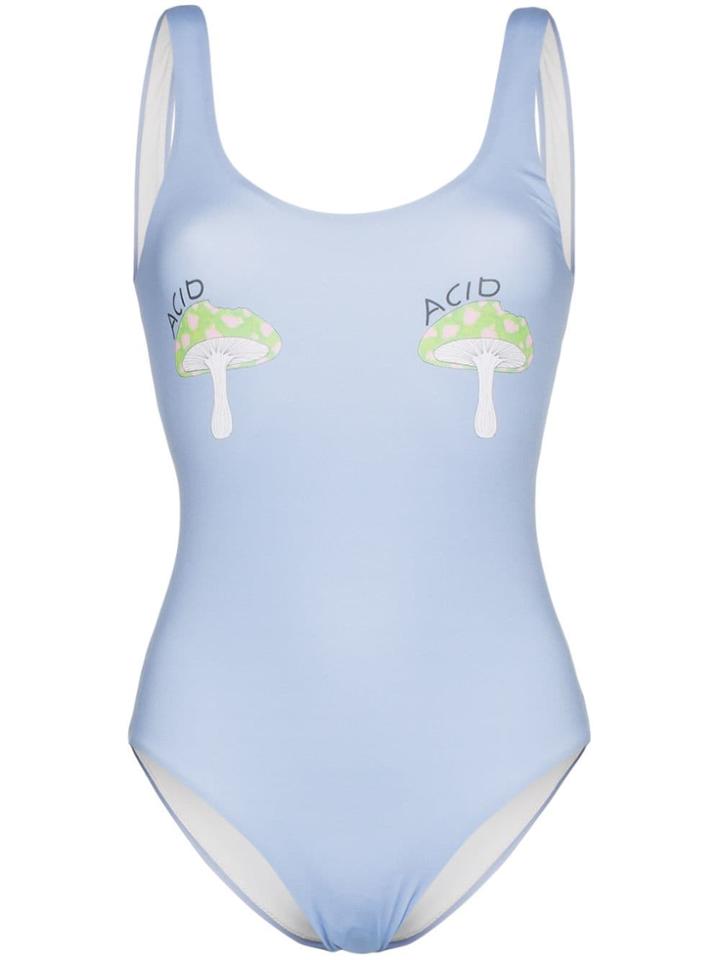 Ganni Mushroom Print One-piece - Blue