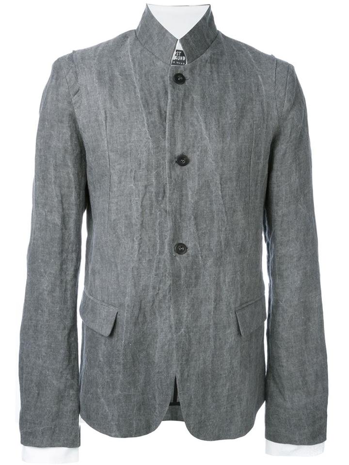 Lost & Found Ria Dunn High Neck Button Down Jacket, Men's, Size: Small, Grey, Cotton/hemp/steel